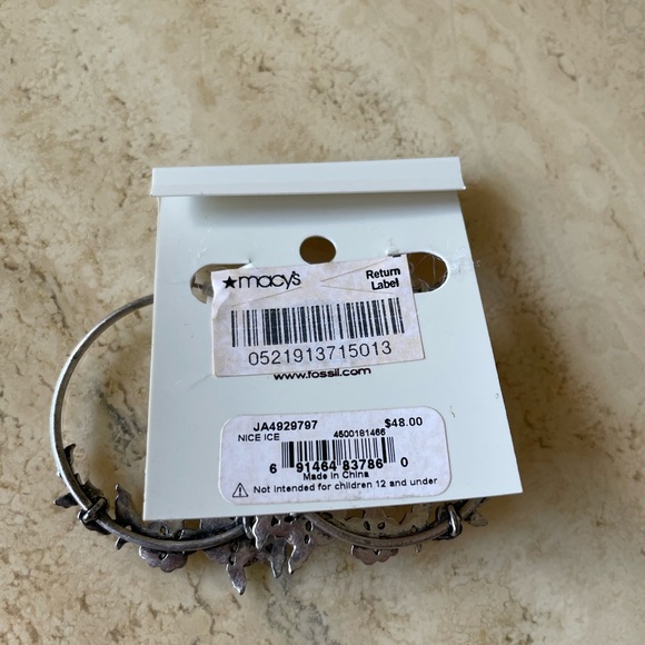 Fossil Silver Flower Hoop Earrings - Picture 3 of 5